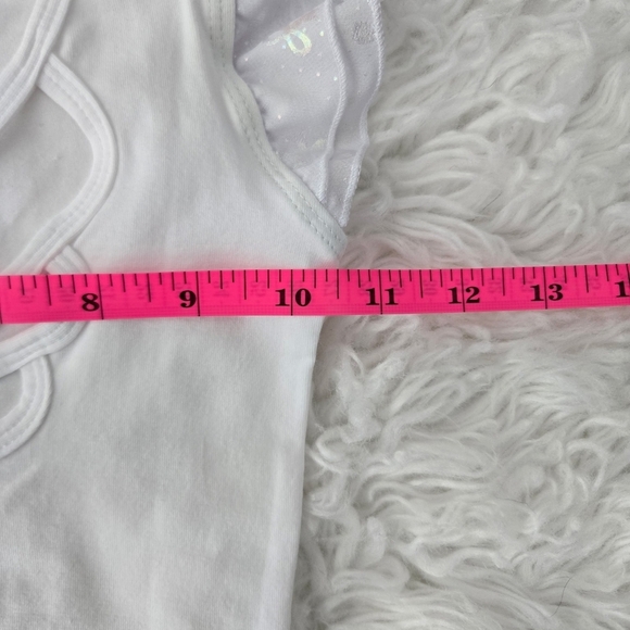 MdnMd Bow Print Girls Ruffle Sleeve Ballet Dance Dress Tutu Skirted Leotard. Whi - Picture 5 of 10